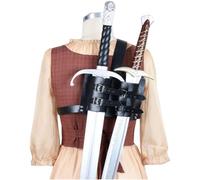 MDFCZXP Medieval Retro Knight Sword Frog Holder Funda de Espada Doble Ajustable para Sword Performance Costume Props,Negro,11inch