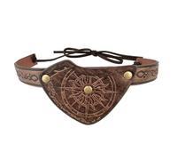 MDFCZXP Parche de Ojo Pirata Gótico Retro Medieval Antifaz de Cuero PU para Mujeres y Hombres,Marrón,9cm