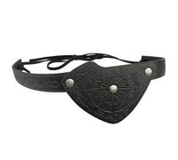 MDFCZXP Parche de Ojo Pirata Gótico Retro Medieval Antifaz de Cuero PU para Mujeres y Hombres,Negro,9cm