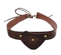 MDFCZXP Parches de Ojo de Pirata Vintage, Parche de Ojo Medieval, Accesorio de Ojo de Novedad para Fiesta, Disfraz de Halloween y Cosplay,Marrón,50cm