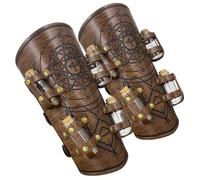 MDFCZXP Pulsera de Brazalete de Cuero Retro Vikingo Brazalete de protección de Brazo medievalGuantelete de Caballero de Cosplay Ajustable al Aire Libre,Marrón,20cm