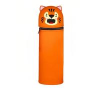 MDFULXG Estuche para legami,Estuche Escolar de Silicona Blanda 2 en 1, Diseño de Tigre Extensible con Forma Moldeada Portalápices de Mesa, Cremallera, Forma Moldeada
