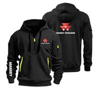 MDGCXYY Sudadera con Capucha para Hombre M.A.SS.EY Sudadera Informal de Manga Larga con Capucha y Cremallera de 1/4 Sudadera con Capucha para Exteriores Black-2 L