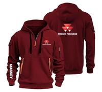 MDGCXYY Sudadera con Capucha para Hombre M.A.SS.EY Sudadera Informal de Manga Larga con Capucha y Cremallera de 1/4 Sudadera con Capucha para Exteriores Red-2 Medium