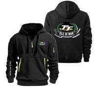 MDGCXYY Sudadera con Capucha para Hombre, Media Cremallera, para I.s.l.e of M.a.n T..t, Entrenamiento, Running, Sudadera con Capucha Activa con Bolsillos, Abrigo con Capucha Black-1 L