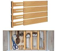MDHAND Separadores de Cajones de Cocina de Bambú, Organizador Ajustable, Separador, Perfectamente Adaptable, Extra Duradero, Paquete de 4 (22inch)
