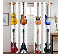 MDKLXIDF Cortinas Opacas Guitarra Blanca Cortinas Salon Modernas 2 Piezas 140x220 cm, Cortinas Termicas Aislantes Frio Y Calor para Dormitorio Cocina Oficina Hotel