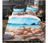 MDKLXIDF Funda Nordica Cama 180 Estrella de mar Juego de Funda de Edredón Adultos con Cierre Cremallera, Microfibra Impreso en 3D Funda Nórdica 260x240cm y 2 Fundas de Almohada 50x75cm