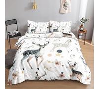 MDKLXIDF Fundas Nordicas Cama 105 Ciervo Juego de Funda de Edredón Infantil Jóvenes con Cierre Cremallera, Microfibra Impreso Funda Nórdica 180x220cm y 2 Fundas de Almohada 50x75cm