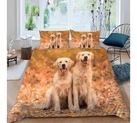 MDKLXIDF Fundas Nordicas Cama 105 Golden Retriever Juego de Funda de Edredón Infantil Jóvenes con Cierre Cremallera, Microfibra Impreso Funda Nórdica 180x220cm y 2 Fundas de Almohada 50x75cm