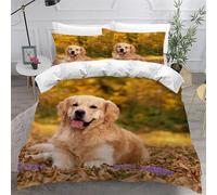 MDKLXIDF Fundas Nordicas Cama 105 Golden Retriever Juego de Funda de Edredón Infantil Jóvenes con Cierre Cremallera, Microfibra Impreso Funda Nórdica 180x220cm y 2 Fundas de Almohada 50x75cm