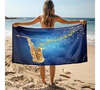 MDKLXIDF Toalla Microfibra Grande saxofón Ligera Toallas Baño Grandes para Adultos, Compacta y de Secado Rápido para Playa Piscina Viaje Toalla de Baño - 100x200 cm