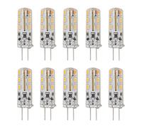 MDKSOUITY 10 unidades de bombillas LED G4 de 1,5 W, CC 12 V, blanco cálido 3000 K, 110 LM, bombillas bi-pin, reemplazo de bajo consumo para lámparas halógenas G4, enchufe y listo para ilumin