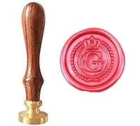 MDLG - Juego de sello de cera con diseño de corona - diseño vintage - alfabeto con iniciales de la A a la Z - diseño con corona con texto en inglés "Wreath Monogram Letters", G, Dorado, 1