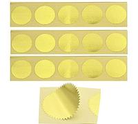 MDLG Paquete de 200 calcomanías de grabado en relieve en blanco, sellos de certificado dorado metálico, calcomanías de borde festoneado, sellado de sello en blanco, certificado en blanco, calcomanías autoadhesivas redondas sellos notarios (dorado) (200)