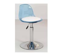 MDLOCJHF Encimera Acrylic Bar Stool with Clear Back Armless Kitchen Counter Height Barstool Adjustable Hydraulic Swivel Bar Chair for Kitchen Dining Pub Cafe Comedor(BLU)