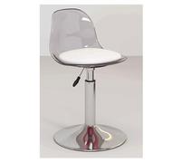MDLOCJHF Encimera Acrylic Bar Stool with Clear Back Armless Kitchen Counter Height Barstool Adjustable Hydraulic Swivel Bar Chair for Kitchen Dining Pub Cafe Comedor(Grey)