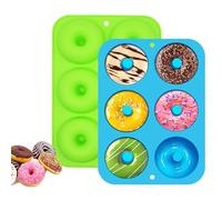 MDLSDE 2 Piezas Molde Donuts Silicona, Silicona Reposteria 6 Cavidades Huecos Antiadherente Donuts Moldes para Hornear Rosquillas y Pasteles Tartas Galletas Panecillos Magdalenas Azul y Verde