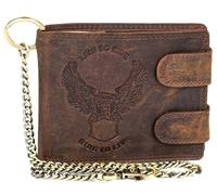 MDM Biker - Monedero para hombre, piel auténtica, con cadena y águila, con protección RFID, marrón, 10.0 X 12.5 X 2.5 Centimeters, Biker