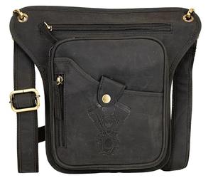 MDM Biker - Riñonera con diseño de calavera en V Twin, Negro , Mittelgroße, Retro