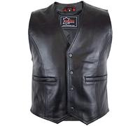 MDM Chaleco de cuero para hombre, Negro , M