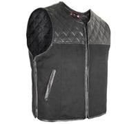 MDM Chaleco de motorista textil para hombre, acolchado de diamante, Negro , XXXL