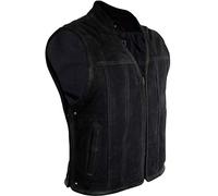 MDM Chaleco de piel de búfalo para moto, color negro (talla 4XL)