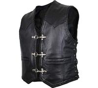 MDM Chaleco de piel para hombre, color negro, Negro , M
