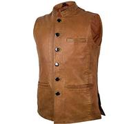 MDM Chaleco Hombre De Cuero Auténtica - Chaqueta Moto Hombre Sin Mangas - Chaleco De Piel Clásico Slim Fit - Gilet Motero Hombre Casual Elegante (FR/ES, Letras, 3XL, Regular, Regular, Marrón)