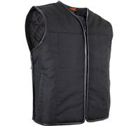 MDM Chaleco Moto Hombre Textil,Cortaviento y Repelente al Agua - Borde de Cuero Auténtico - 4 Bolsillos, Ajustable (FR/ES, Letras, M, Regular, Regular, Negro)