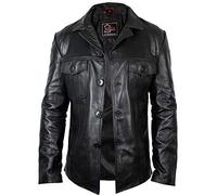 MDM Chaqueta de piel de cordero para hombre Negro XXL