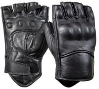 MDM Guantes de Moto sin Dedos de Cuero para Hombre, Mitones de Moto Verano con Protección de Nudillos y Palma Reforzada (Negro, Large)