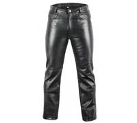 MDM Pantalones de Cuero para Hombre Biker - Jeans de Piel Vacuno auténtica, 5 Bolsillos, Color Negro, Grosor 1,1-1,2 mm (FR/ES, Medida de la Cintura, 30, 40, Regular, Regular)