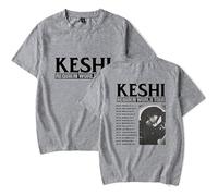 MDMLK Keshi Requiem US Tour 2025 Camiseta De Manga Corta, Unisex T-Shirt, Cuello Redondo Informal, Estampado,Gris,XS