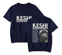 MDMLK Keshi Requiem US Tour 2025 Camiseta De Manga Corta, Unisex T-Shirt, Cuello Redondo Informal, Estampado,Azul,XS