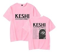 MDMLK Keshi Requiem US Tour 2025 Camiseta De Manga Corta, Unisex T-Shirt, Cuello Redondo Informal, Estampado,Rosado,L