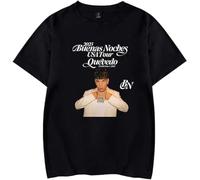 MDMLK Quevedo Buenas Noches Tour 2025 Camiseta De Manga Corta, Unisex T-Shirt, Cuello Redondo Informal, Estampado,Negro,XXL