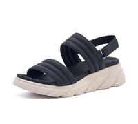 Mdrcg Sandalias de Plataforma para Mujer, cómodas Sandalias de cuña Gruesa con Correa Ajustable en el Tobillo, Puntera Abierta, Plantilla Acolchada,Negro,37 EU