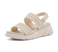 Mdrcg Sandalias de Plataforma para Mujer, cómodas Sandalias de cuña Gruesa con Correa Ajustable en el Tobillo, Puntera Abierta, Plantilla Acolchada,Flesh,40 EU