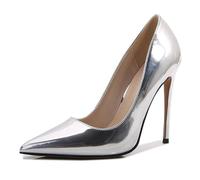 Mdrcg Zapatos de tacón Alto de Aguja para Mujer, sexys, con Punta Puntiaguda, sin Cordones, para Fiesta, graduación, Boda, Tacones de 12 cm,Plata,37 EU