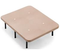 MDS MEJORDESCANSO - Base Tapizada 3D Color Beige Fabricada con Estructura Metálica Resistente | Patas Cilíndricas Incluidas | Altura Final 30 cm | Medida: 135x200 cm | Fabricado en España