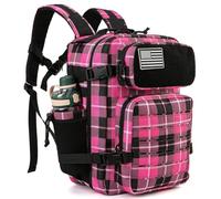 MDSIOKHJ Mochila De Montañismo Mochila táctica de 25L for hombres y mujeres, mochilas viaje for senderismo, equipo acampada al aire libre, mochila escolar para Hombre(Rose Plaid)