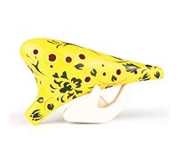 mdtep 12 agujeros C clave Ocarina blanco/amarillo con flor azul instrumentos musicales elemento chino viento madera instrumento práctico ocarina (color: amarillo ocarina)