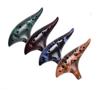 mdtep Instrumento musical ocarina de 4 colores de 12 agujeros ocarina cerámica brillante acristalada instrumento musical principiante práctico ocarina (color: café)