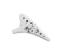 mdtep Ocarina media - Instrumentos musicales pintados a mano con cordón de cerámica redonda, bolsa de protección para música (color: bambú, número de agujeros: 8 agujeros)