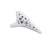 mdtep Ocarina media - Instrumentos musicales pintados a mano con cordón de cerámica redonda Ocarina (color: flor azul, número de agujeros: 8 agujeros)