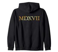 MDXVII Año 1517 (Amarillo Antiguo) Tesis de Lutero Sudadera con Capucha
