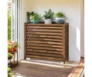 MDXVRKYBC Cubre Aire Acondicionado Exterior De Madera con Persianas Funcionales Y Diseño Estético Que Oculta El Aire Acondicionado Y Mejora Tu Jardín(85x35x75cm)