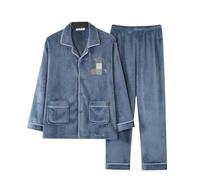 MdybF Pijama de Invierno Hombre Talla Grande Invierno Manga Larga Gruesa Conjuntos De Pijamas Cálidos para El Traje De Dormir De Dormir Ropa De Inicio-D-03-4Xl