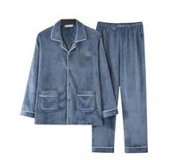 MdybF Pijama de Invierno Hombre Talla Grande Invierno Manga Larga Gruesa Conjuntos De Pijamas Cálidos para El Traje De Dormir De Dormir Ropa De Inicio-A-03-L